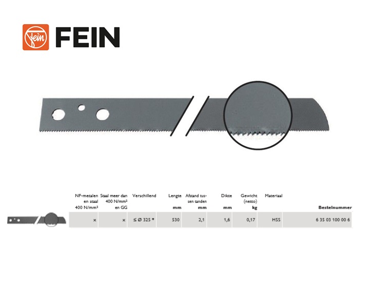 HD-zaagbladen NF-metaal en staal 530,1,6mm