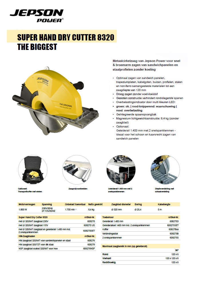 Super hand dry cutter 8320 AIR met zaagblad  320/84T | DKMTools - DKM Tools