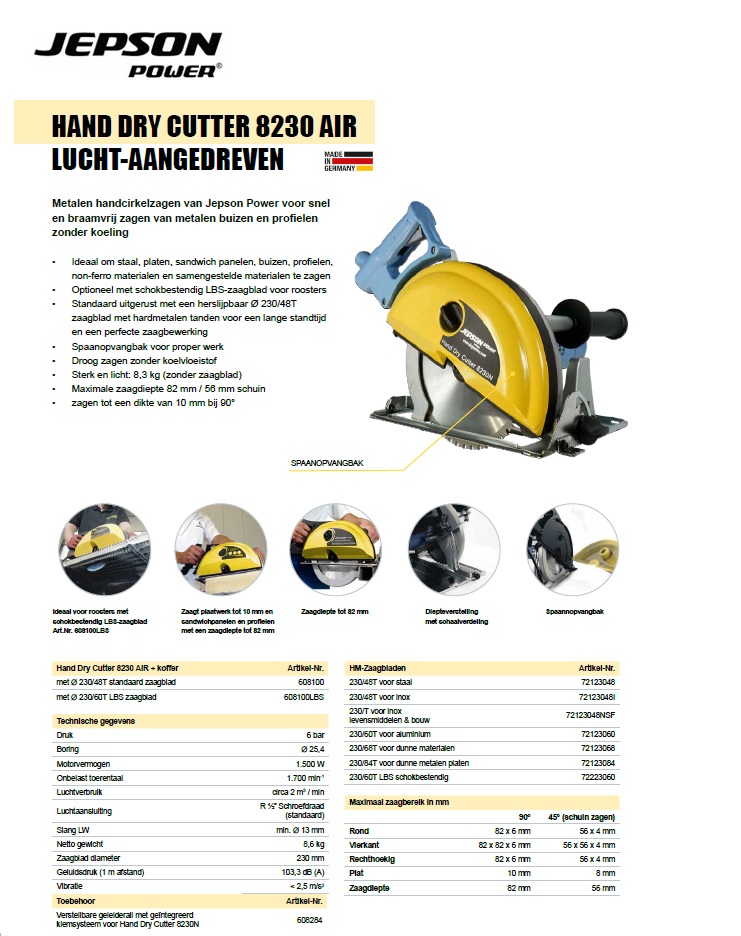 Hand dry cutter 8230N met zaagblad 230/48T | DKMTools - DKM Tools