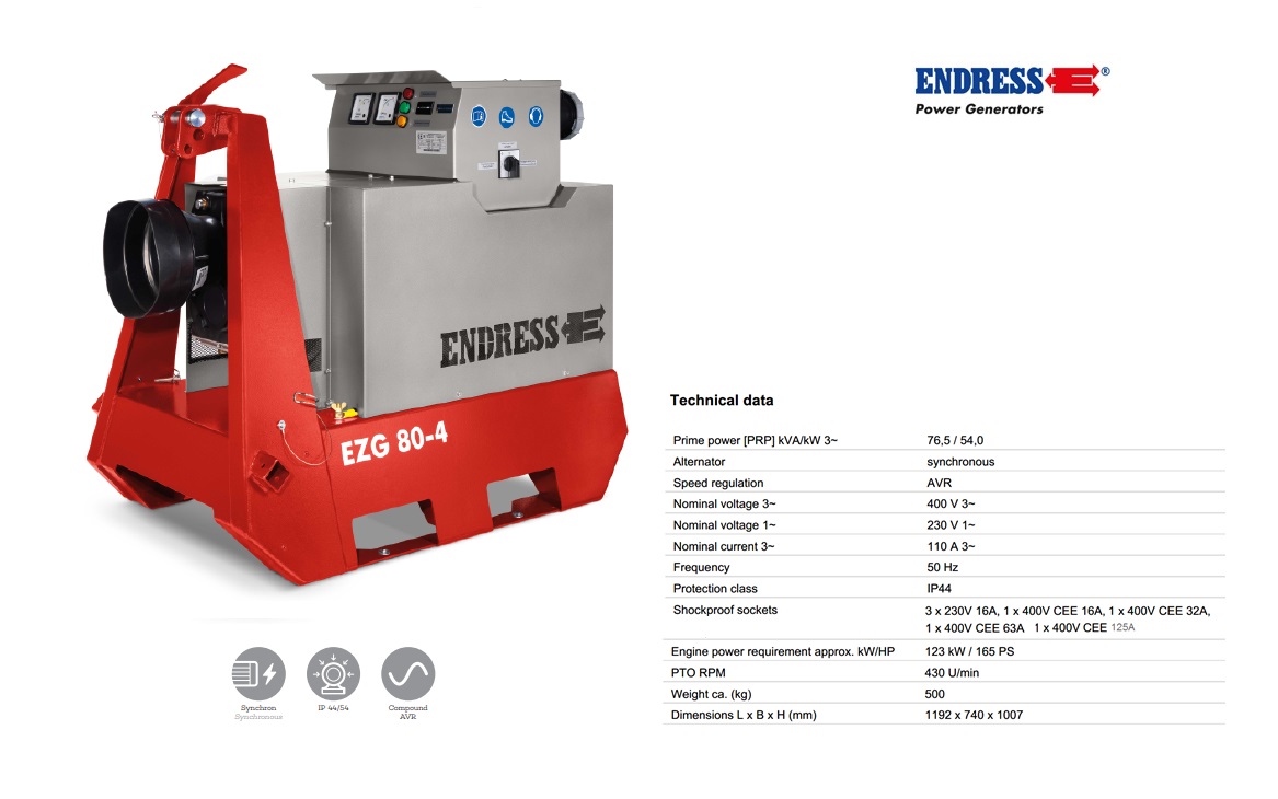 Aftakas generator EZG 80/4 TN-S