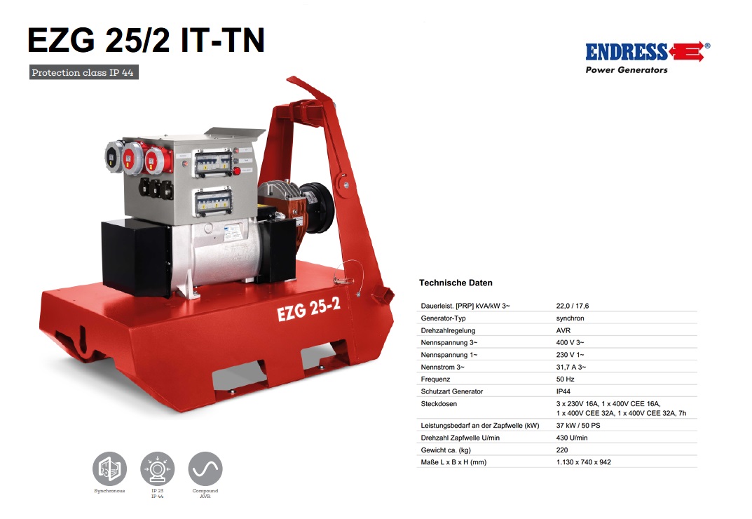 Aftakas generator EZG 25/2 II/TN-S