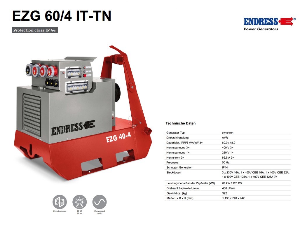 Aftakas generator EZG 60/4 II/TN-S