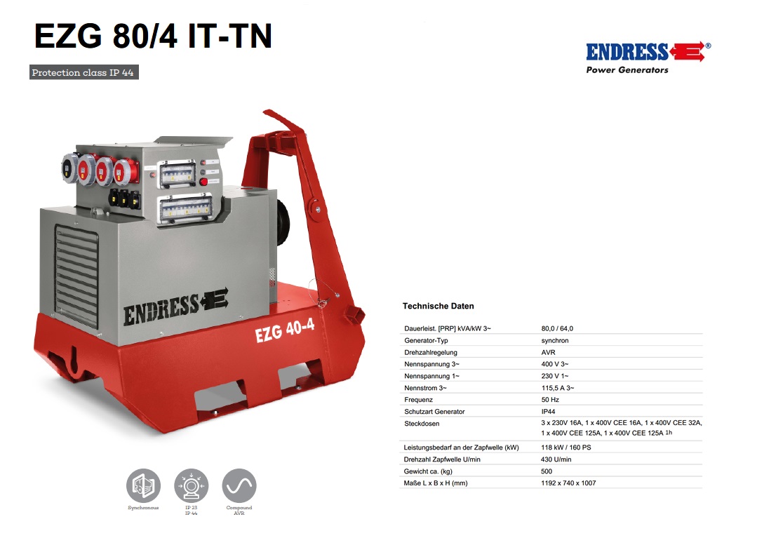 Aftakas generator EZG 80/4 II/TN-S