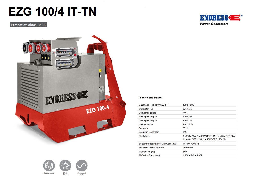 Aftakas generator EZG 100/4 II/TN-S