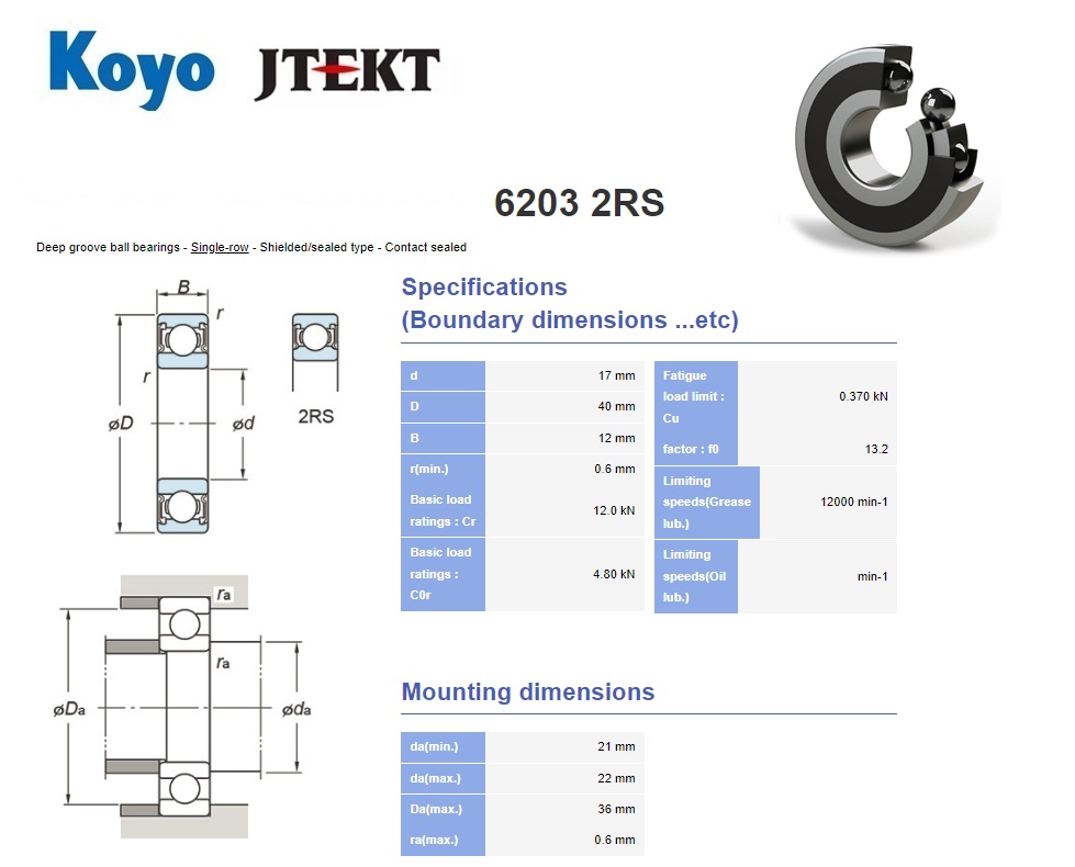 Groefkogellager 6203-2Z/C3 | DKMTools - DKM Tools