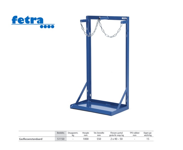 Gasflessenstandaard 51150 Voor 2 gasflessen 40-50 ltr. Fetra 51150 | DKMTools - DKM Tools