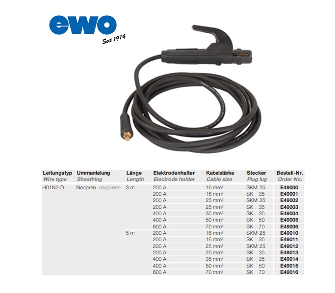 Lastang + Kabel 5 m 200 A 16 mm² SK 25 | DKMTools - DKM Tools