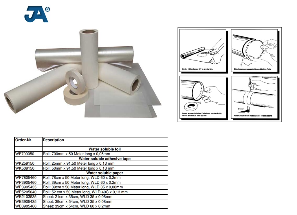 Wateroplosbaar papier 390 mm x 540 mm Stärke: 0,08 mm; WLD 35; Einzelne Bogen