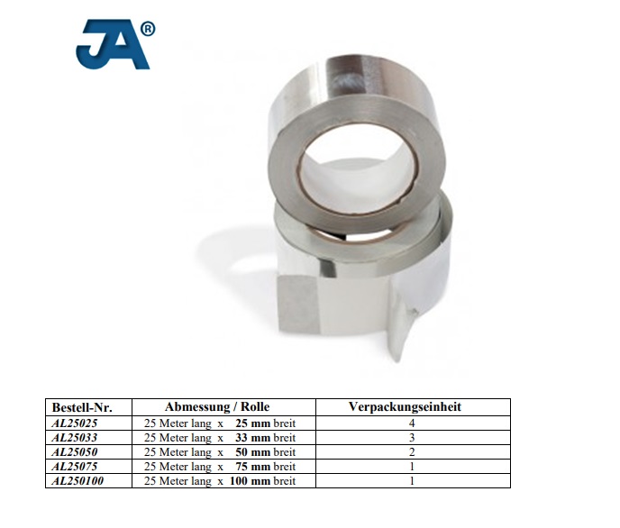 Aluminium Tape 25 mm 25 Mtr 0,1 mm 100 µ