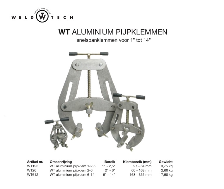 Pijpklem aluminium 60-168mm  2-6