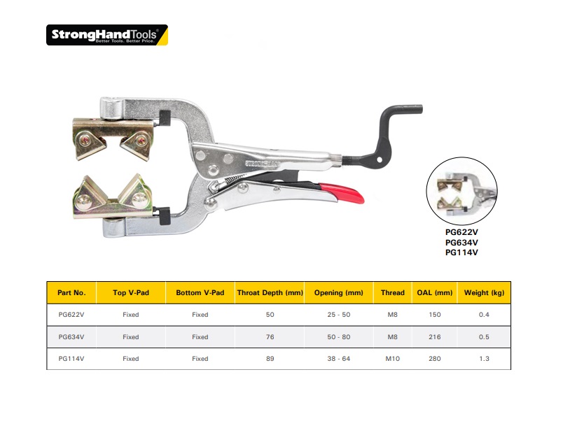 Pijp positioneerklem tang  RVS 38 - 64mm Stonghand PG635V | DKMTools - DKM Tools