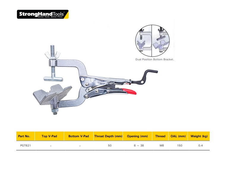 Pijp positioneerklem tang  RVS 38 - 64mm Stonghand PG635V | DKMTools - DKM Tools