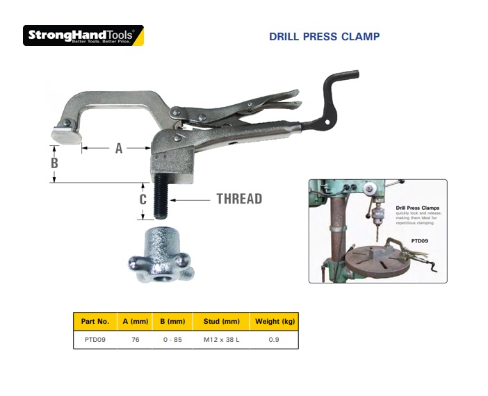 Stronghand Drill Press Clamp PTD09