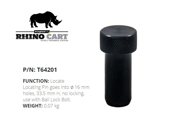 Rhino Cart Locating Pin for 16 mm Holes, No Locking