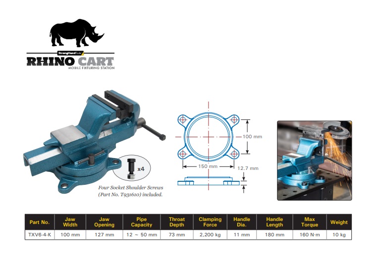 Rhino Cart Forged Vise 100 mm