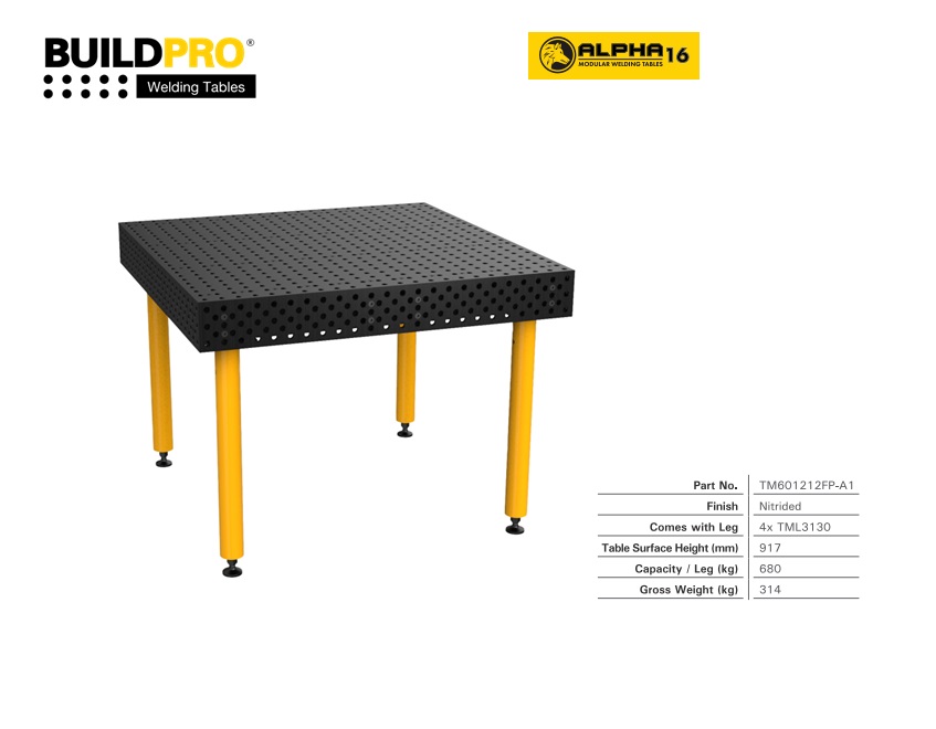 Alpha 16 Lastafel 1200x1200mm Verstelbare poten | DKMTools - DKM Tools