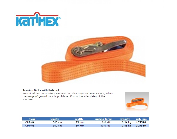 Katimex spanband 500cmx25mm trekkracht 8kN