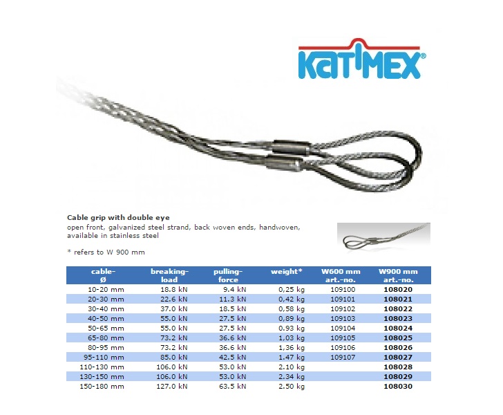 Katimex Trekkous 2-oog met vlechtdraad 95-110 mm | DKMTools - DKM Tools