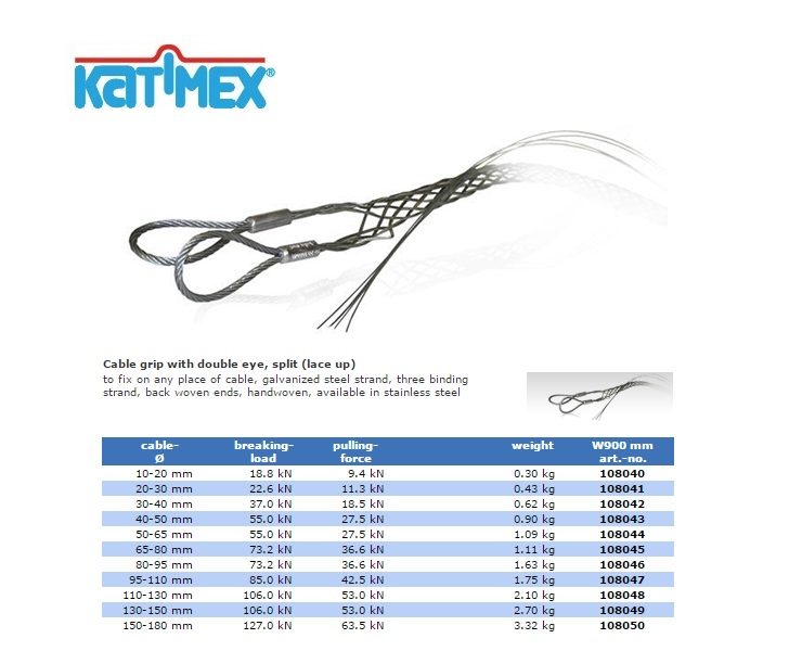 Katimex Trekkous 2-oog met vlechtdraad 10-20 mm
