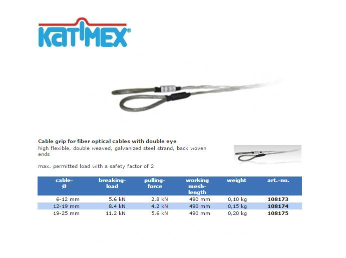 Kabelgreep voor optische kabel met een 2- oog 6-12 mm