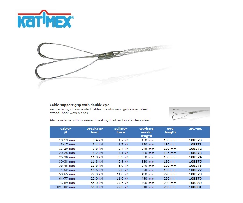 Kabel-hangkous 2-oog 10-13 mm