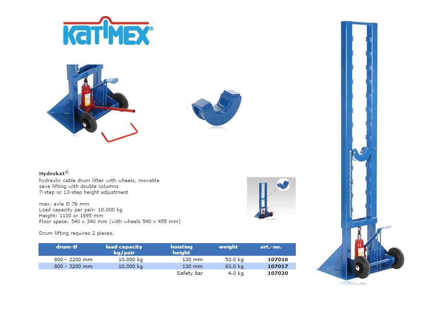 Katimex Hydrokat voor trommels tot 10.000 kg (700-2200mm)