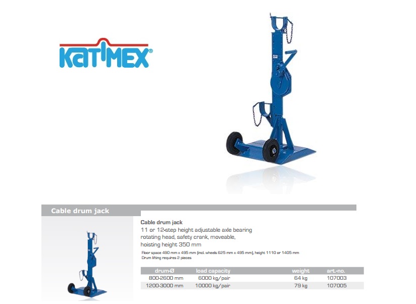 Katimex Vijzel voor trommel tot 3.000 kg / Paar | DKMTools - DKM Tools