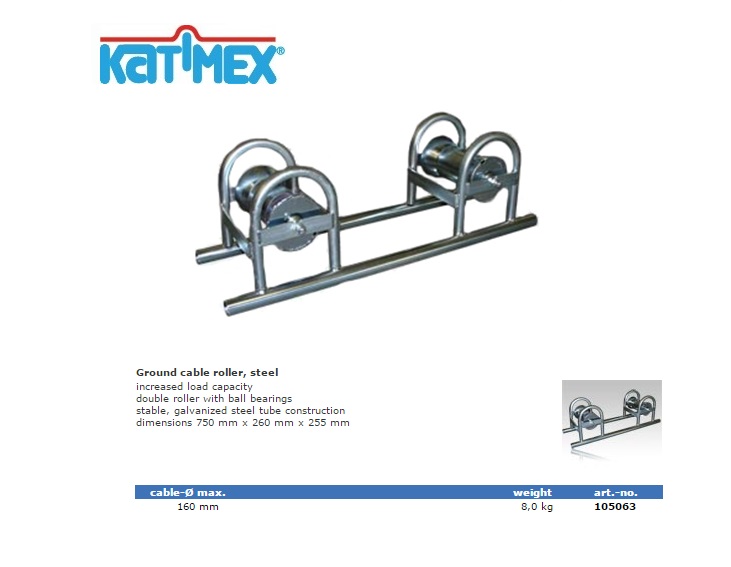 Grondkabel roller dubbele roller met kogellagers 160 mm