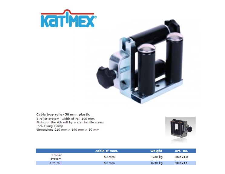 Kabelgeleider 3 roller systeem kunsstof 100 mm | DKMTools - DKM Tools