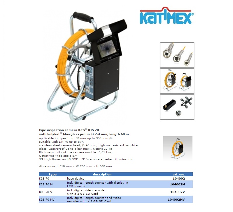 Pijp inspectie camera Kati KIS 90 Ø 7,4 mm | DKMTools - DKM Tools