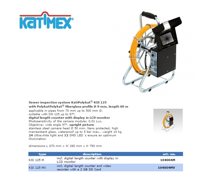 Rioolinspectie systeem KatiPolykat KIS 125 Ø 9 mm