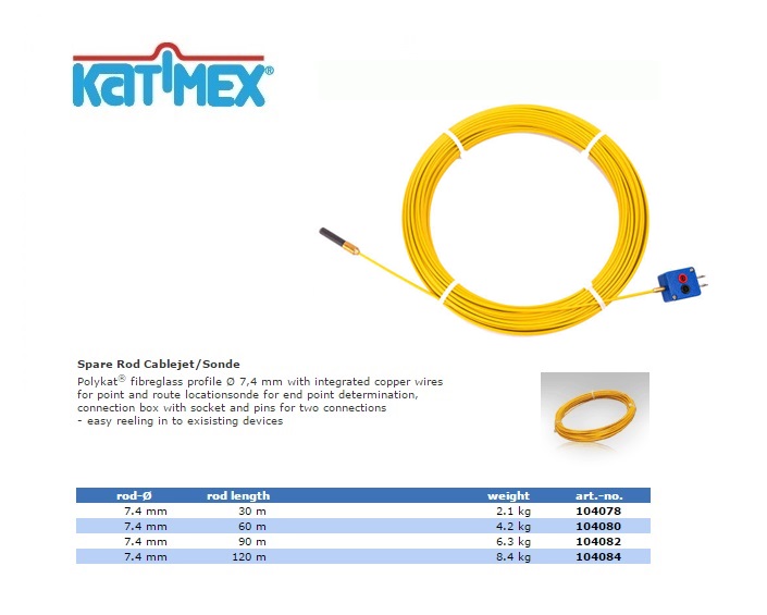 Kabeljet vervangende band voor Sondensysteem 30 m Ø 7.4 mm