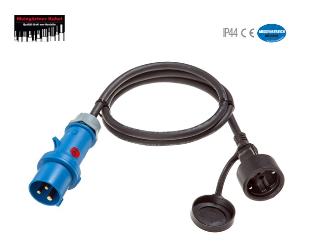 CEE verloopkabel met indicatielampje H07RN-F 3G2.5 3-polig 0,5 m | DKMTools - DKM Tools