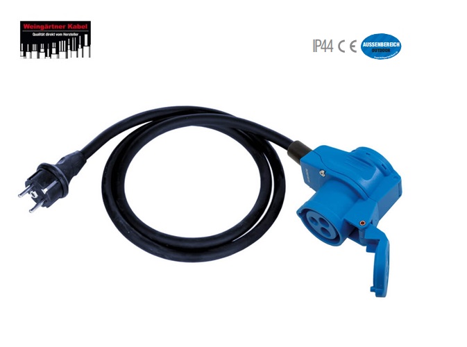 CEE verloopkabel H07RN-F 3G2.5 3-polig haaks 1,5m