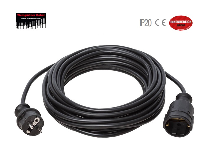 Kunststof-Kabel Zwart H05VV-F 3G1.5 230 V 16 A 2m