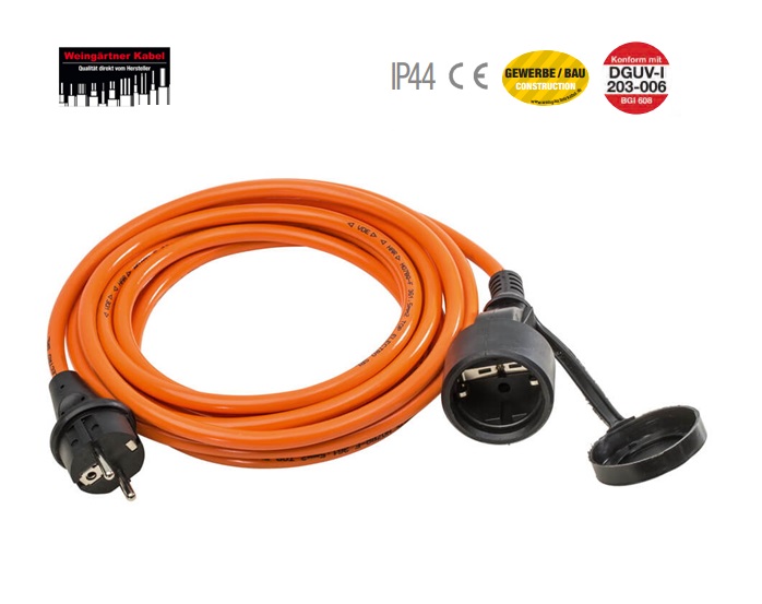 Bouwplaats verlengkabel H07BQ-F 3G1.5 230 V 16 A 5m