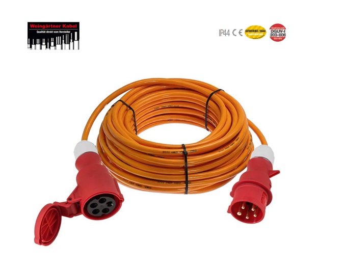 Bouwplaats verlengkabel H07BQ-F 5G1,5 400 V 16 A 10m