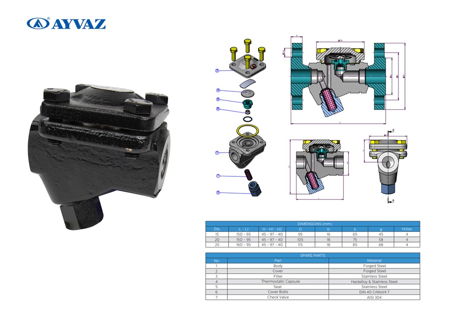 Thermodynamische condenspot TKK 2Y PN40 DN15 met flenzen | DKMTools - DKM Tools