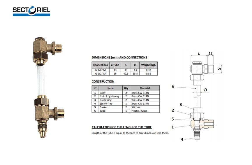 Peilglas L 138 BSP 3/8 X13