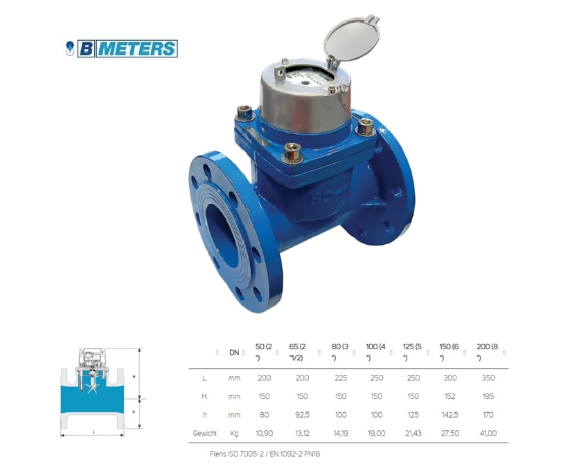 Tangentiële watermeter DN 50 PN16
