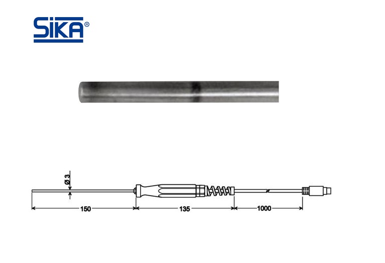 SIKA GTF401 standard sensor L=150x3mm -50/+400 C, Pt100 (4 wire)
