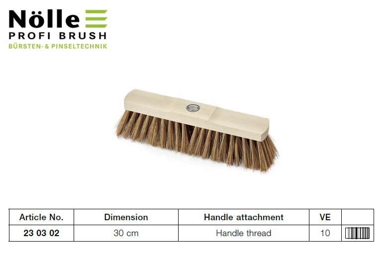 Industriële bezem poly-kokos met steeldraad 30 cm