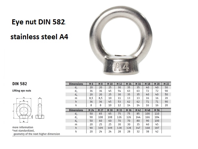 Oogmoer DIN 582 RVS A4 M 6