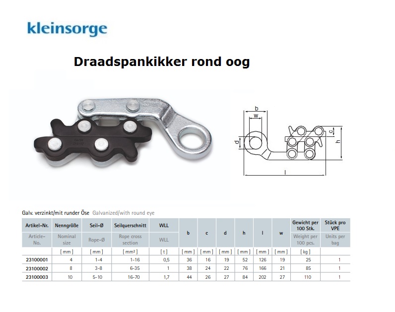 Draadspankikker ovaal oog NG 16-Ø 8-16 galv. Verzinkt