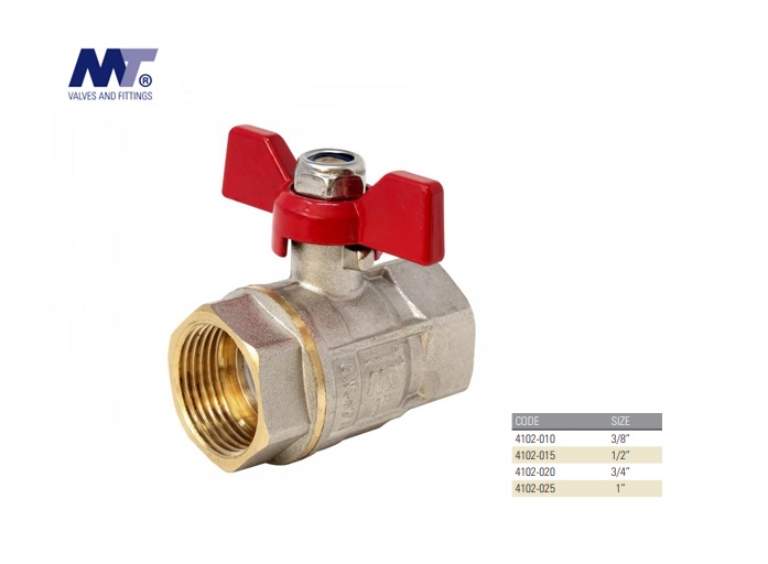 Messing kogelkraan vlinderhendel PN 30 1