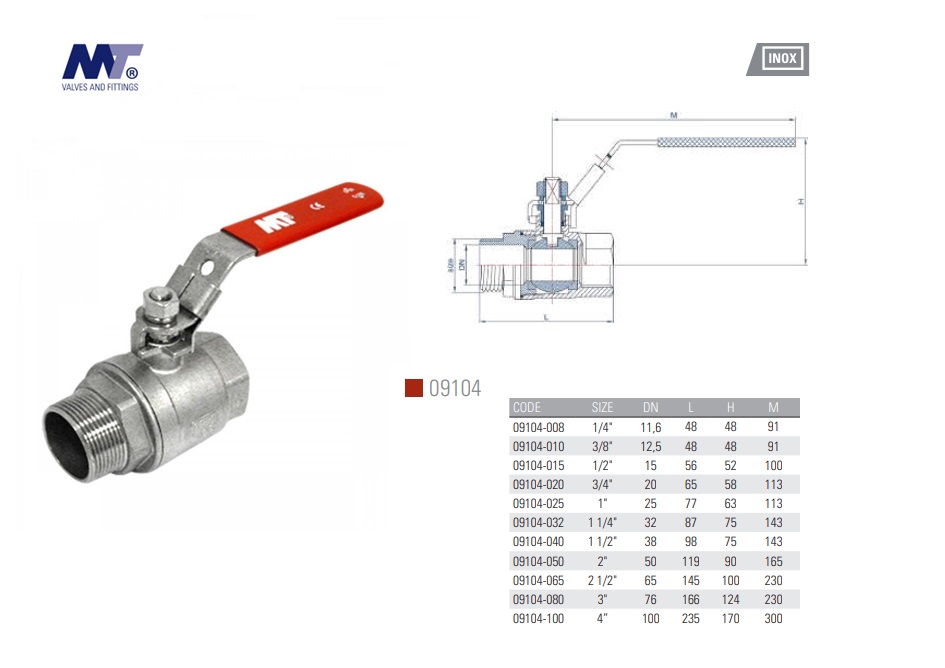 Kogelkraan RVS 316 2-delig BSP bi-bu 1/4