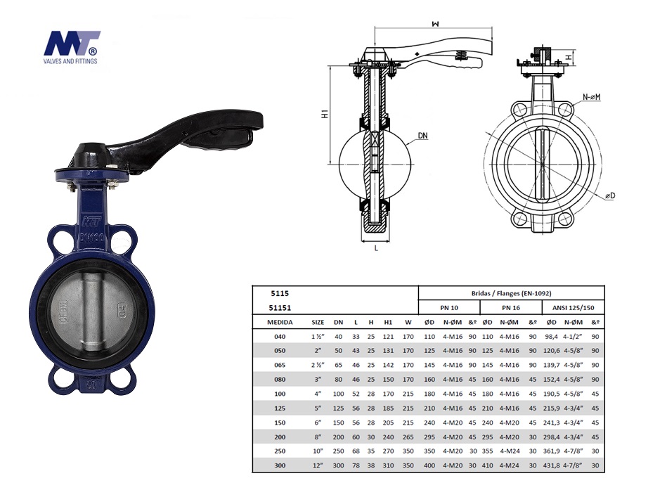 Vlinderklep universeel Type S. S.Disc EPDM 11/2