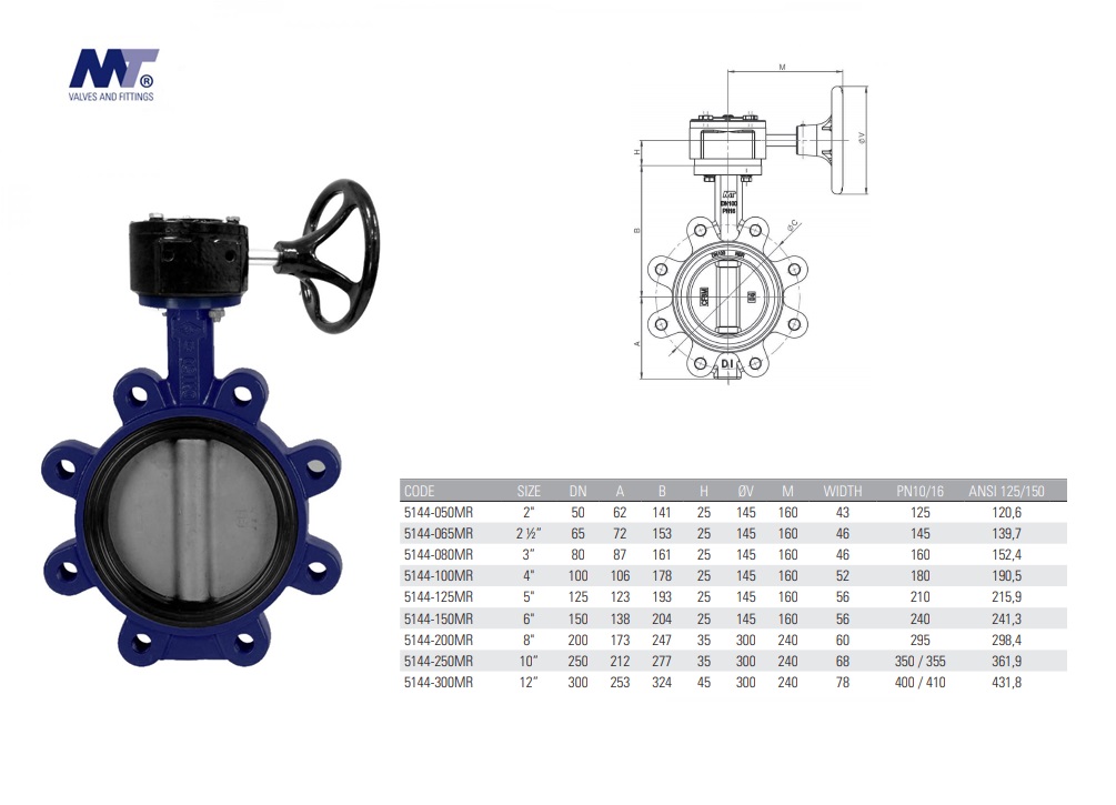 Vlinderklep Lug type S.S. disc AISI-316 PN16 NBR  4