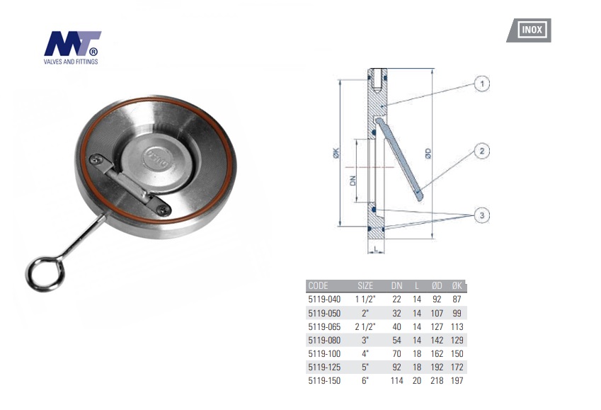 Inklem terugslagklep wafer 364 PN16/PS10 DN450 EPDM Zitting | DKMTools - DKM Tools