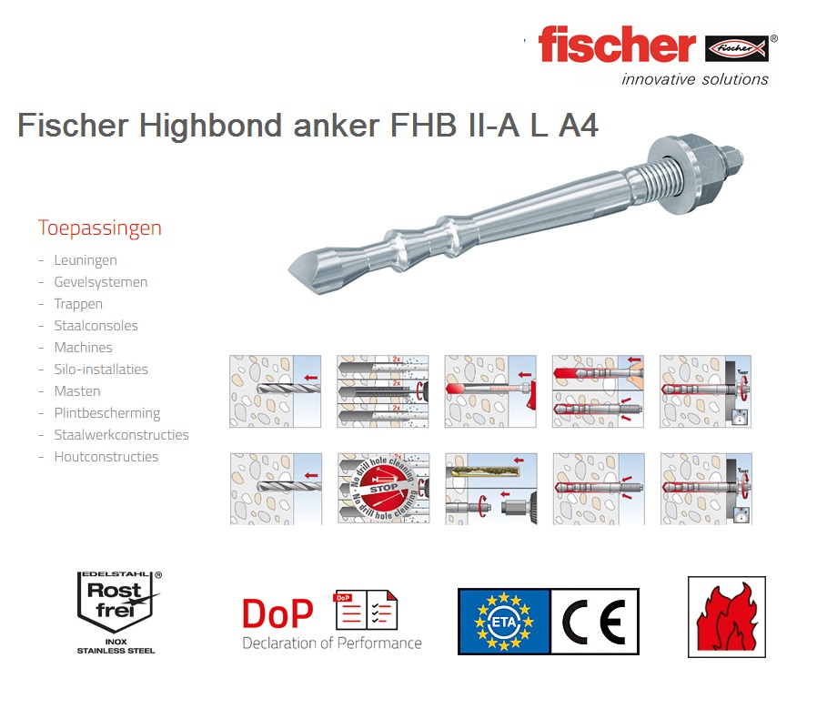 Fischer Highbond anker FHB II-A L M8x60/10 A4